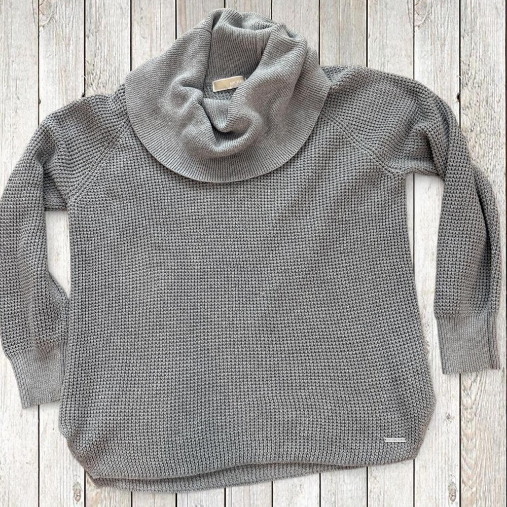 Michael Kors Gray Chunky Knit Cowl Neck Sweater Size Small